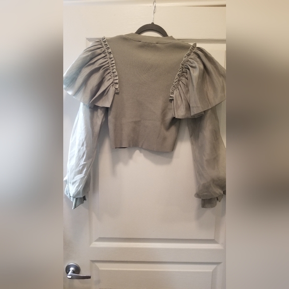 **SALE** Zara Knit Victorian Style Top sz M (Green) NWT - Picture 3 of 3